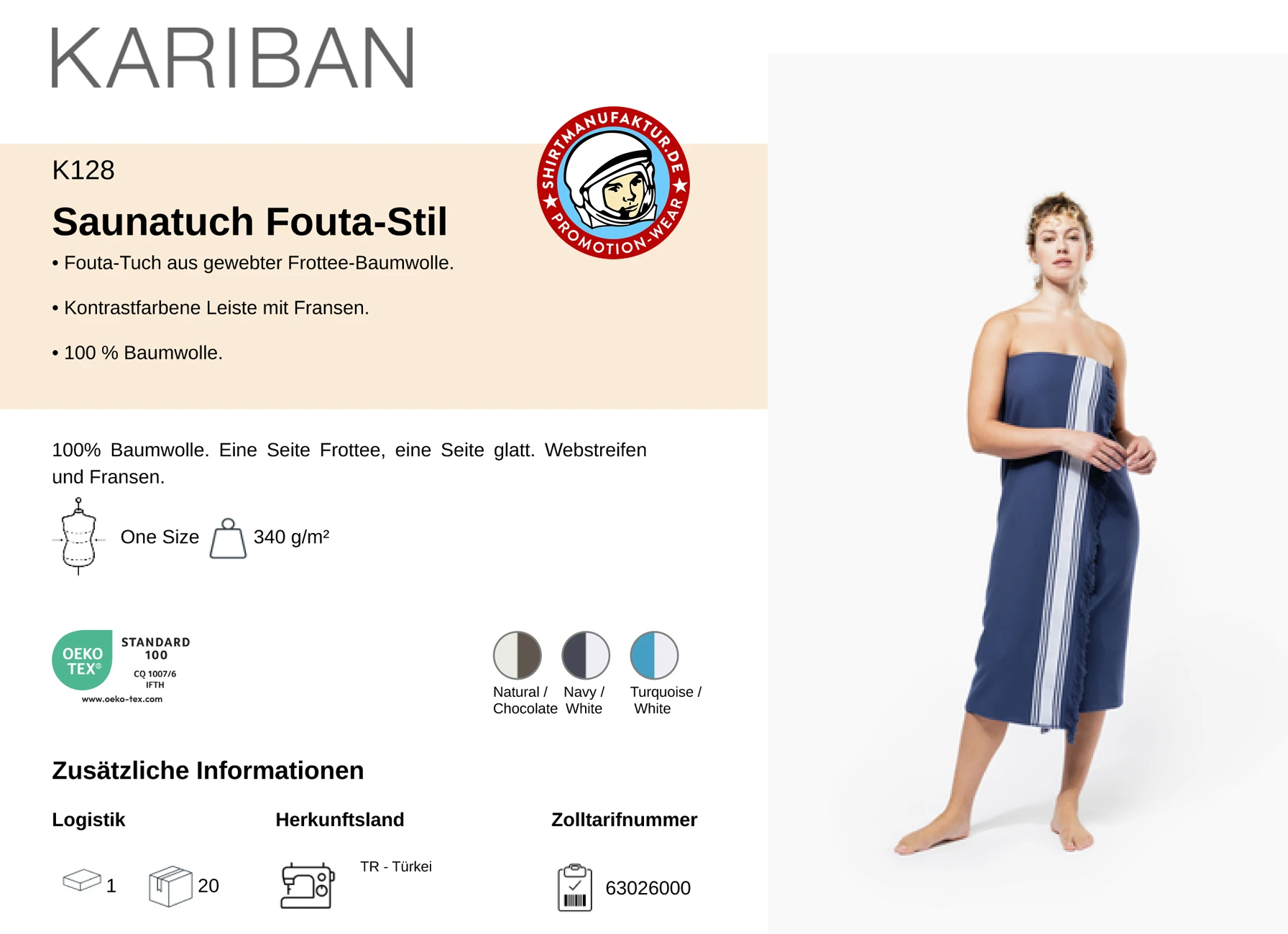 Kariban Saunatuch Fouta-Stil