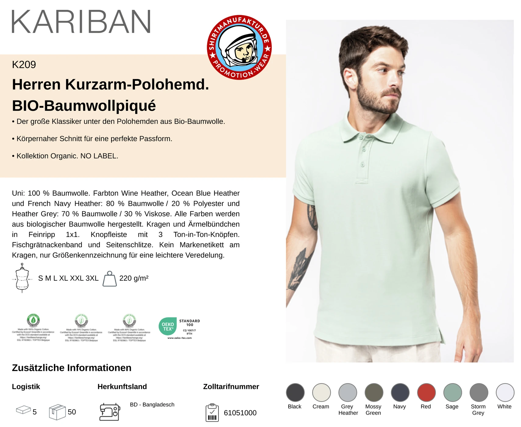 Kariban Kurzarm Polohemd