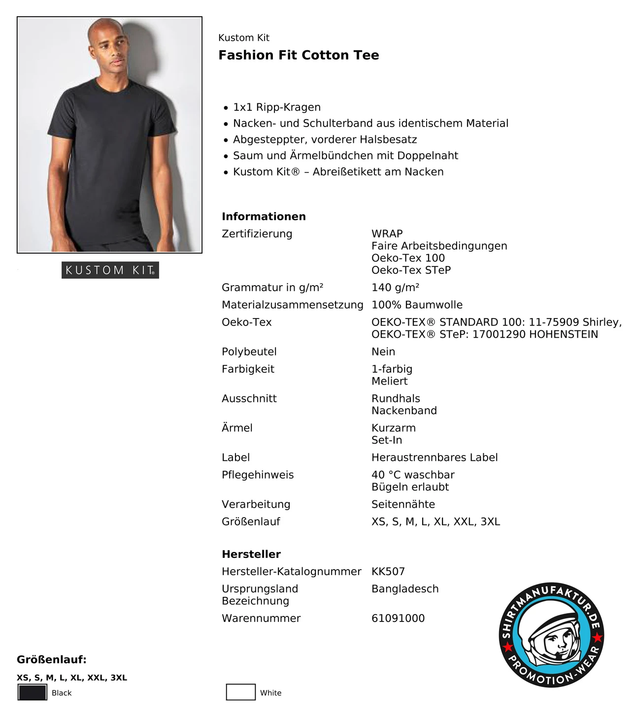 Kustom Kit Fashion Fit Cotton Tee