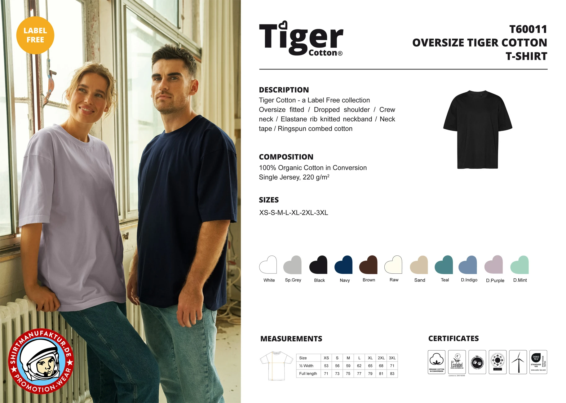 Neutral Oversized Tiger Cotton T-Shirt