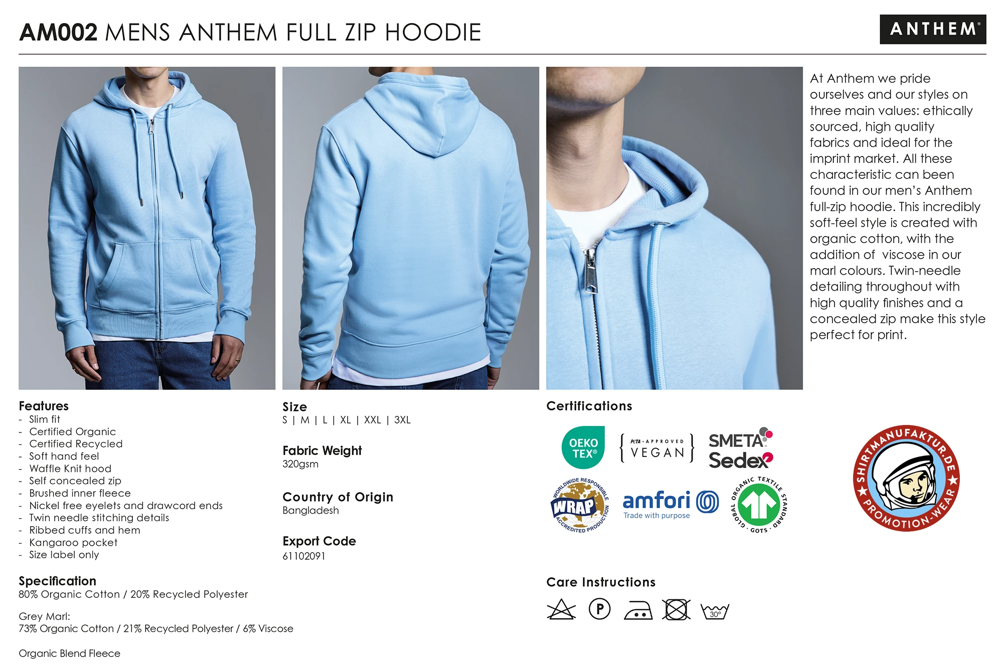 Anthem Mens Full-Zip Hoodie Anthem Mens Full-Zip Hoodie