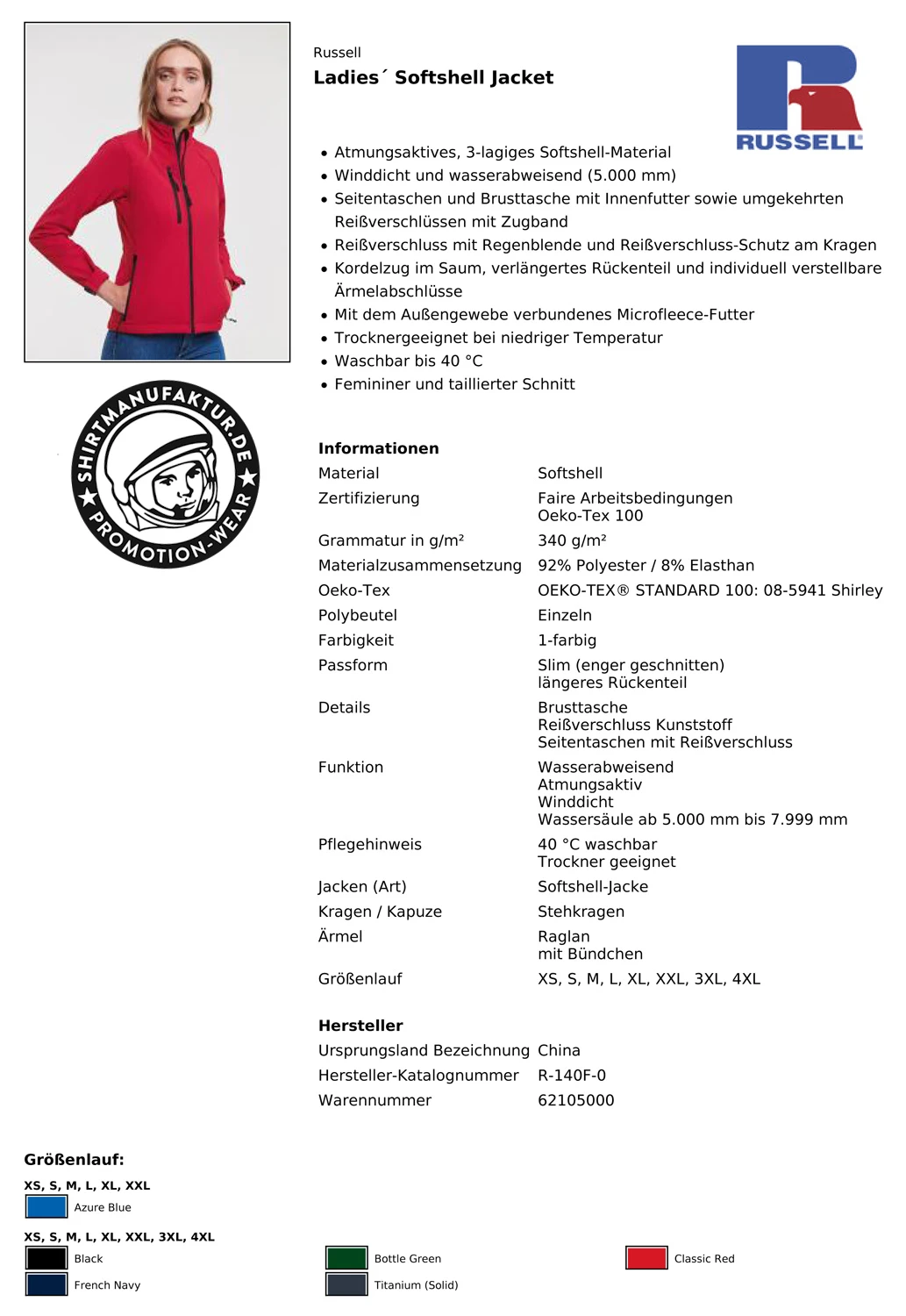 Russell Ladies Softshell Jacket