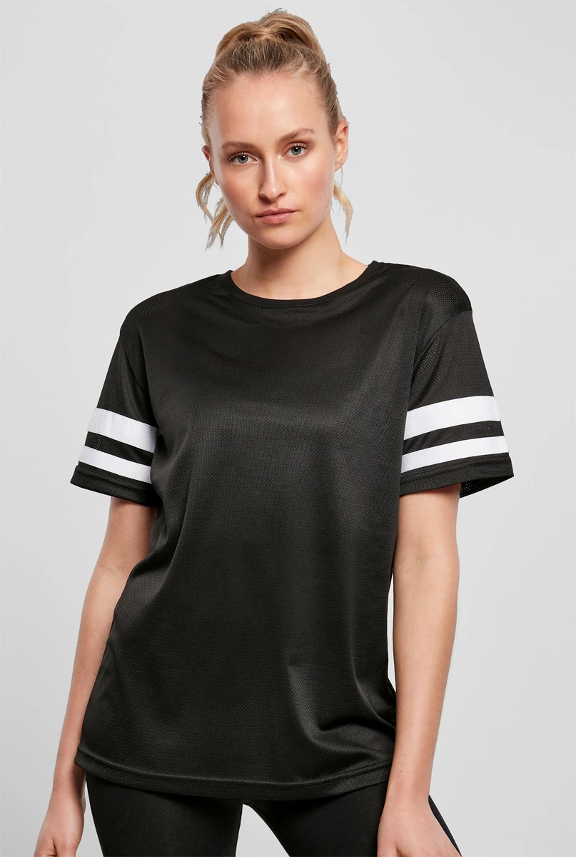 Build Your Brand Ladies Mesh Stripe Tee