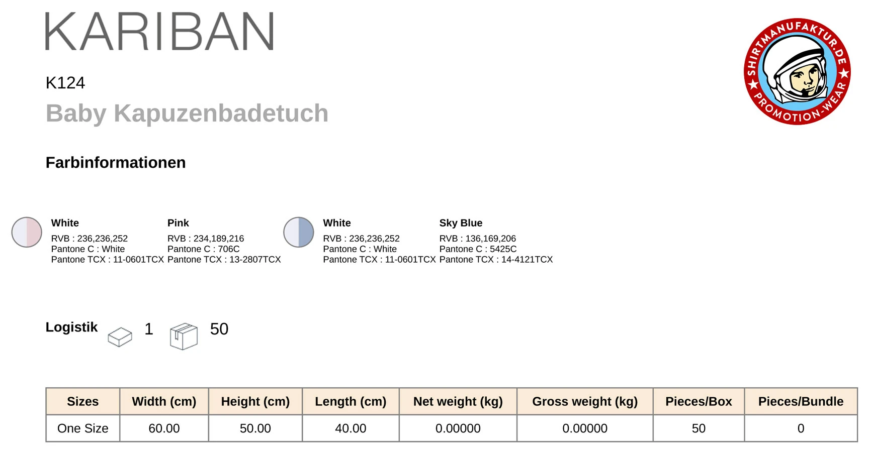 Kariban Baby Kapuzenbadetuch