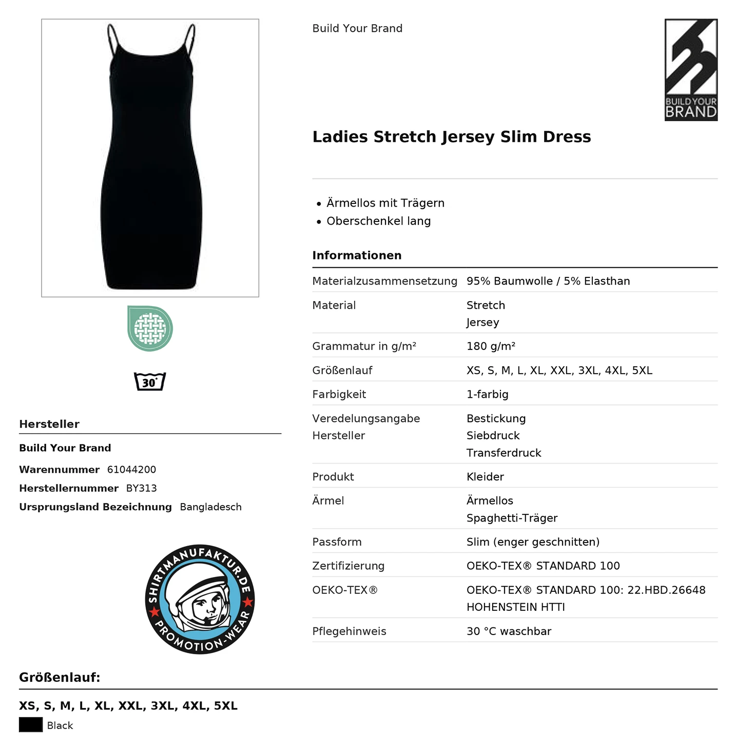 Build Your Brand Ladies Stretch Jersey Slim Dress