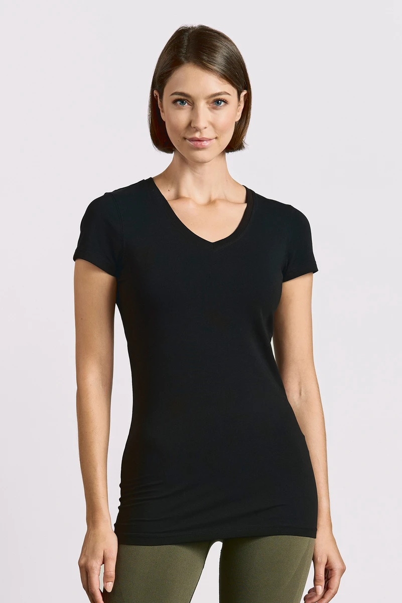 Promodoro Womens Slim Fit V-Neck-T Long