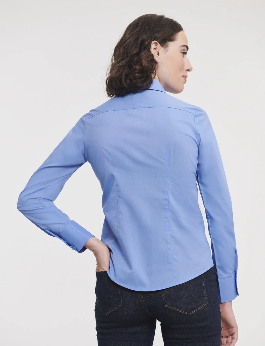 Russell Ladies Poly-Cotton Fitted Longsleeve Poplin Blouse