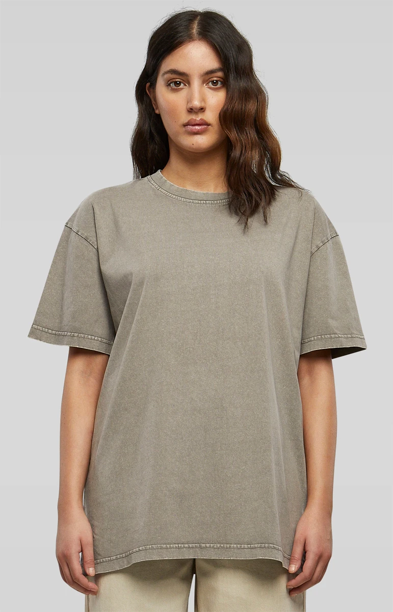 Build Your Brand Ladies Oversized Acid Wash Tee