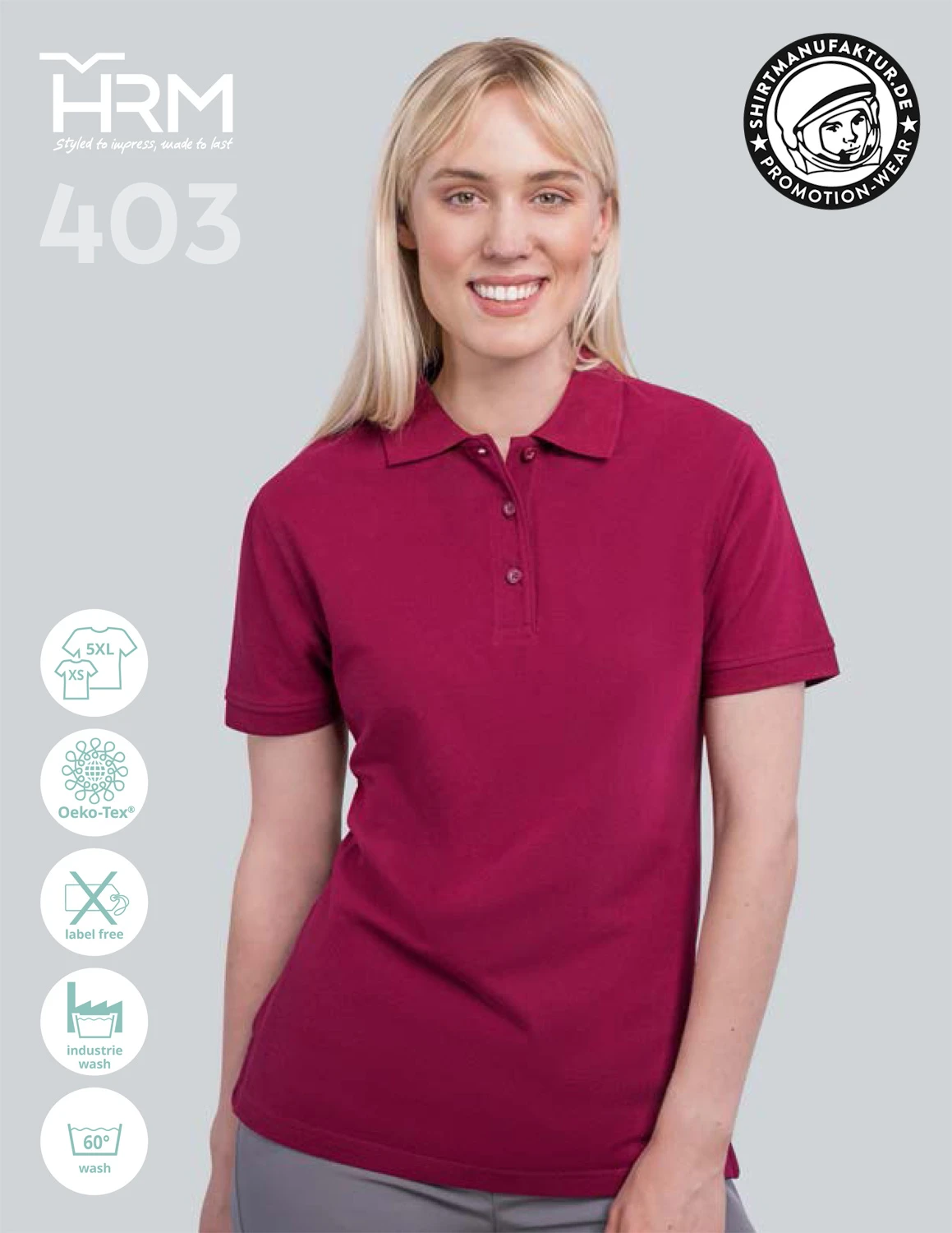 HRM Womens Heavy Performance Polo HRM Womens Heavy Performance Polo