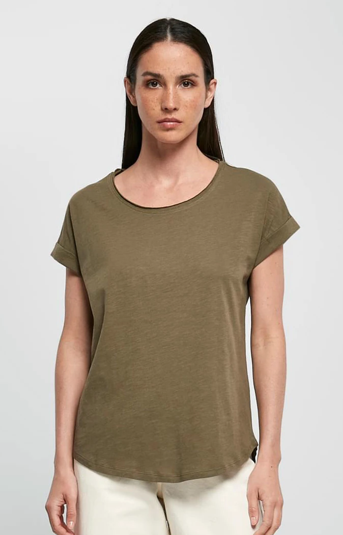 Build Your Brand Ladies Long Slub Tee