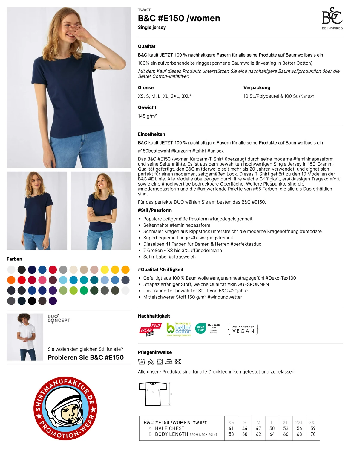 B&C Womens T-Shirt #E150