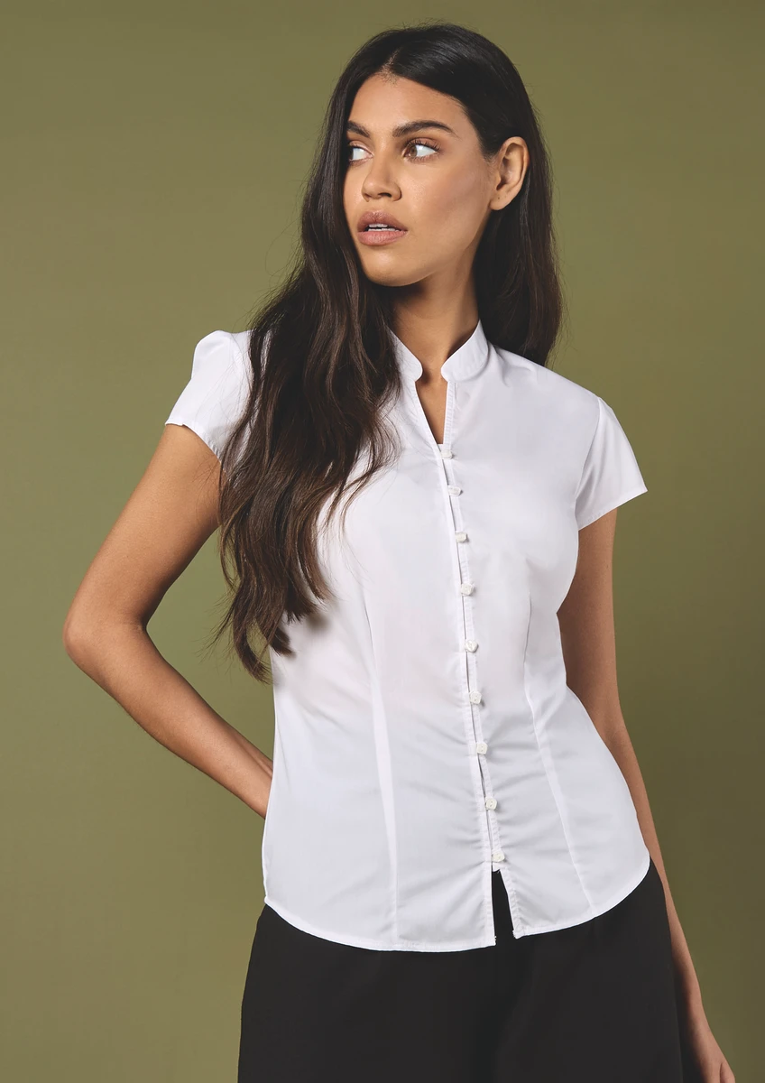 Kustom Kit Womens Mandarin Collar Blouse