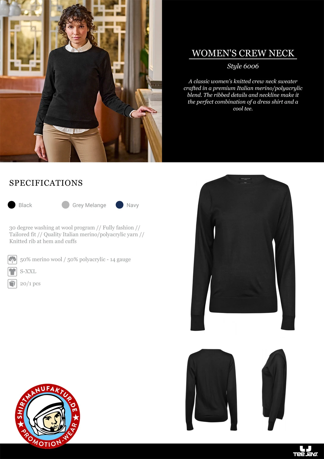 Tee Jays Womens Crew Neck Sweater
