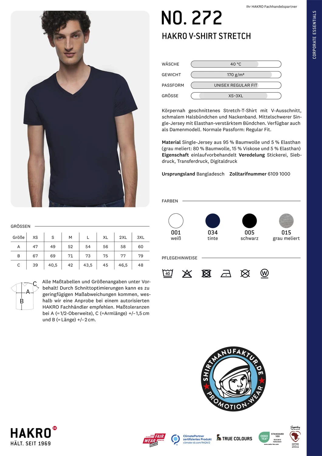Hakro V-Shirt Stretch