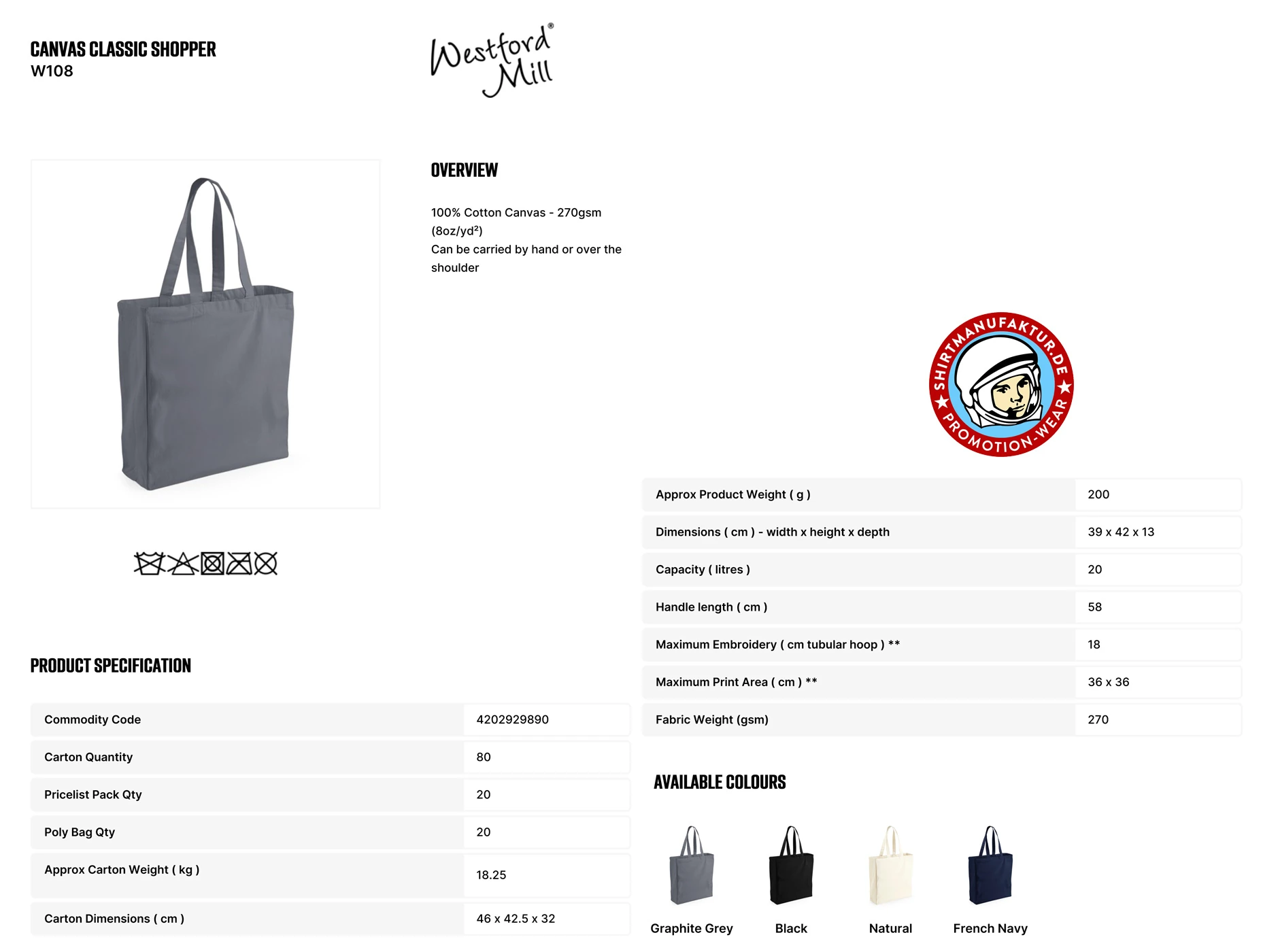 Westford Mill Canvas Classic Shopper