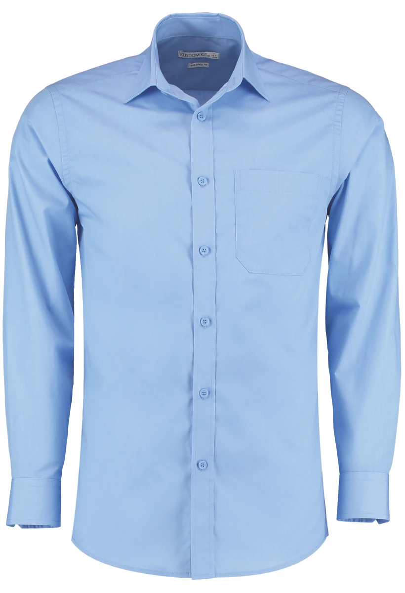 Kustom Kit Tailored Fit Poplin Shirt Longsleeve