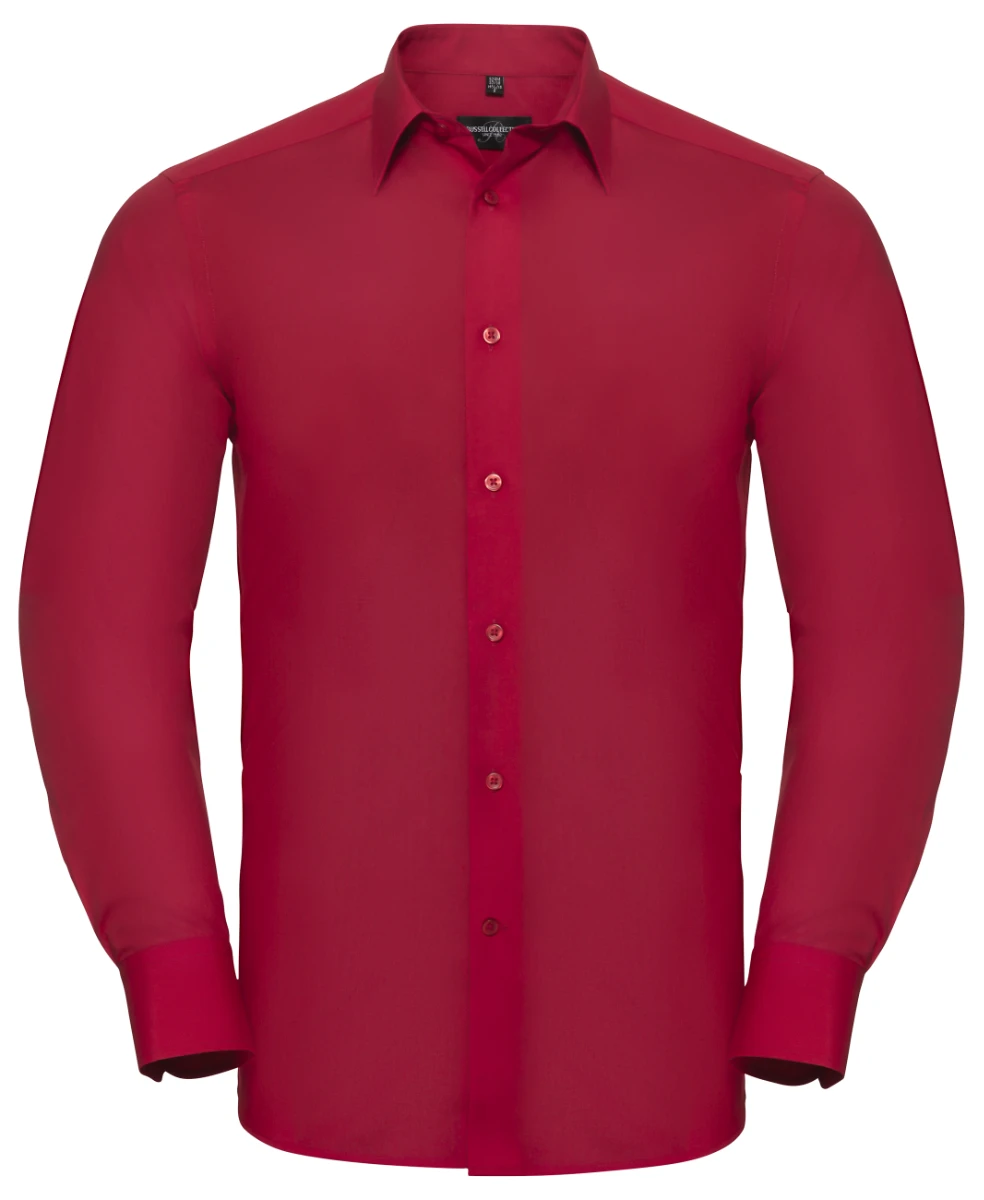 Russell Mens Poly-Cotton Tailored Longsleeve Poplin Shirt