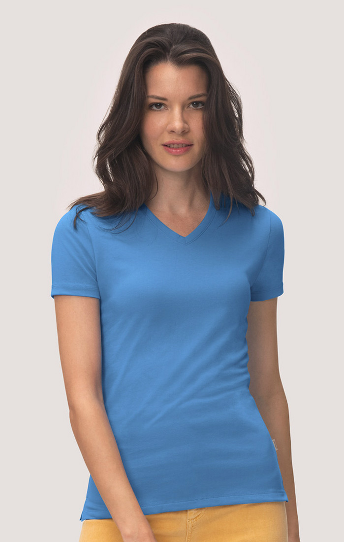 Hakro 169 V-Shirt, malibu-blau