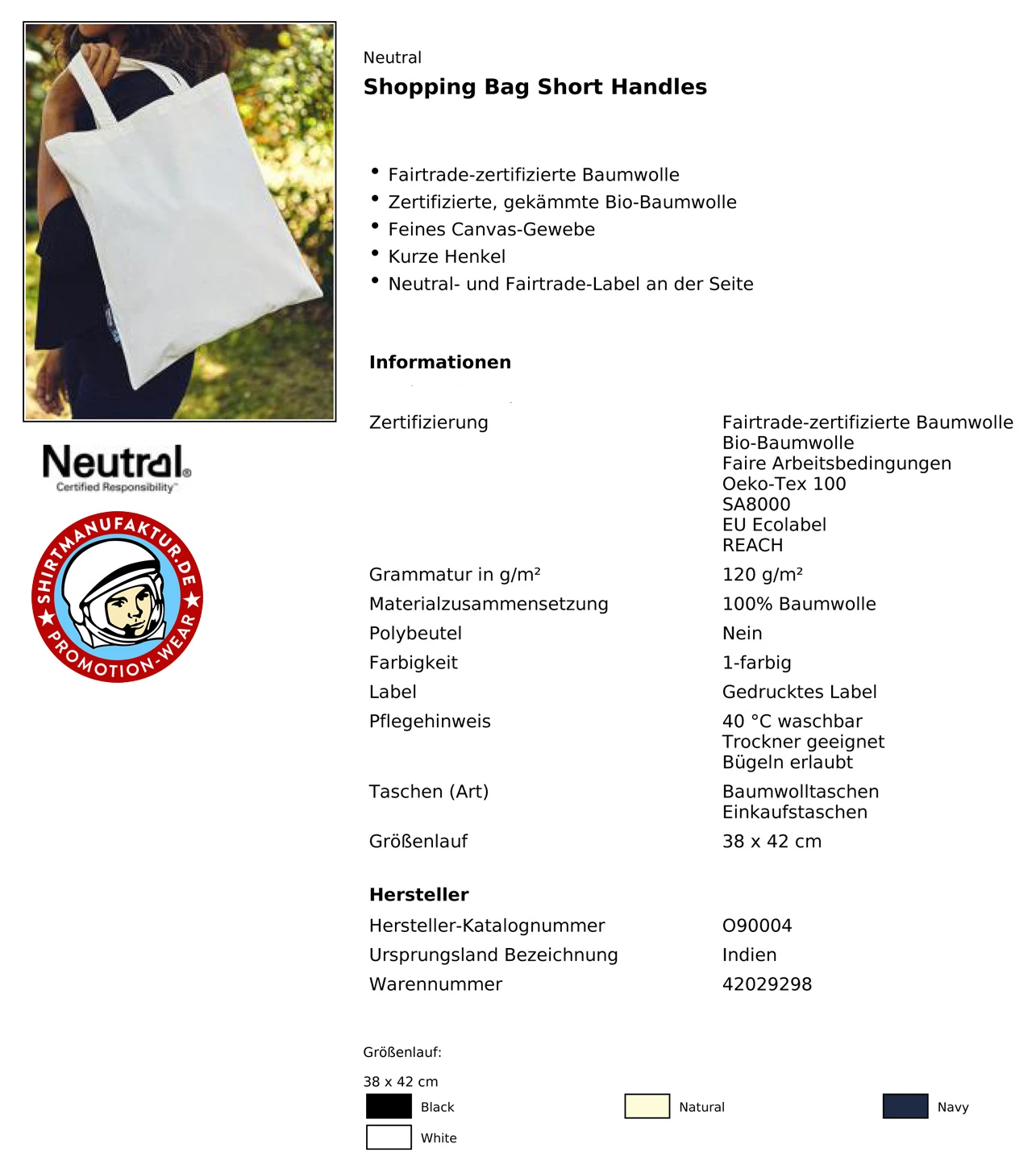 Neutral Shopping Bag Short Handles