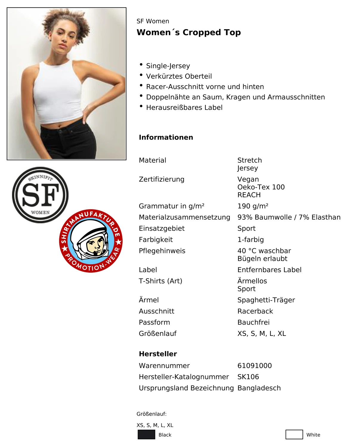 SkinniFit Womens Cropped Top