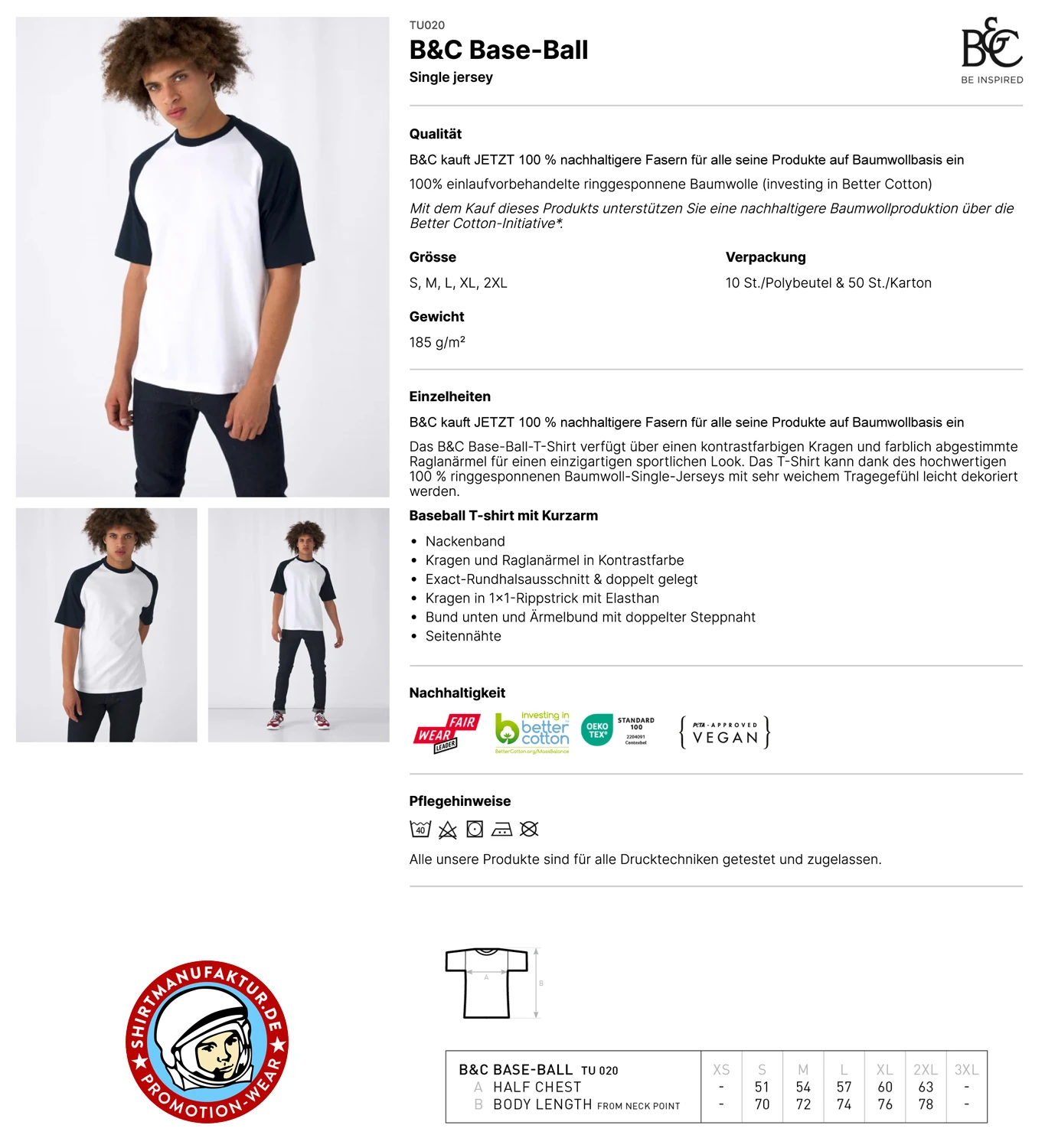 B&C T-Shirt Base-Ball