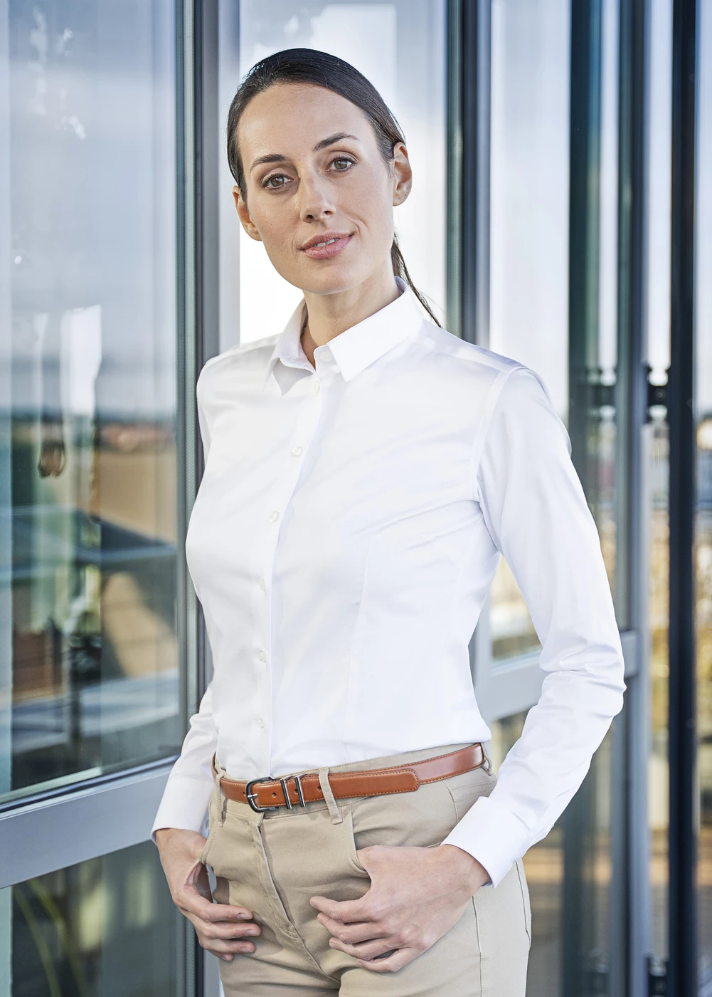 Karlowsky Langarm Damenbluse Active-Stretch Slim-Fit