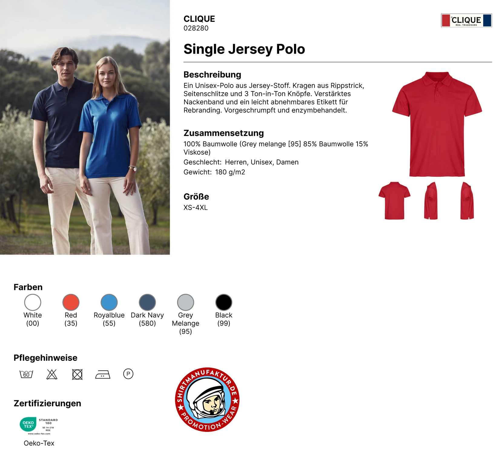 Clique Single Jersey Polo