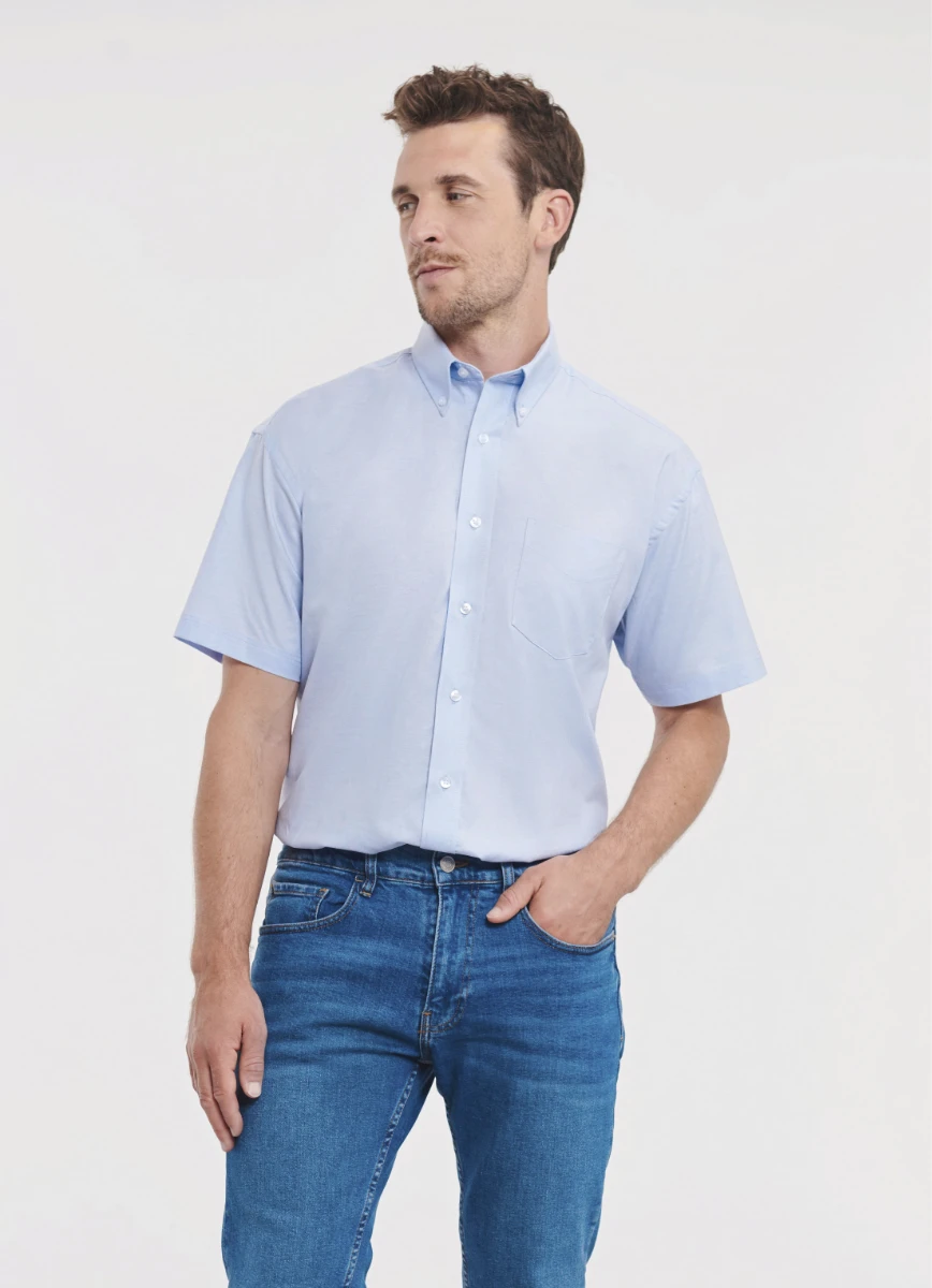 Russell Mens Short Sleeve Oxford Shirt
