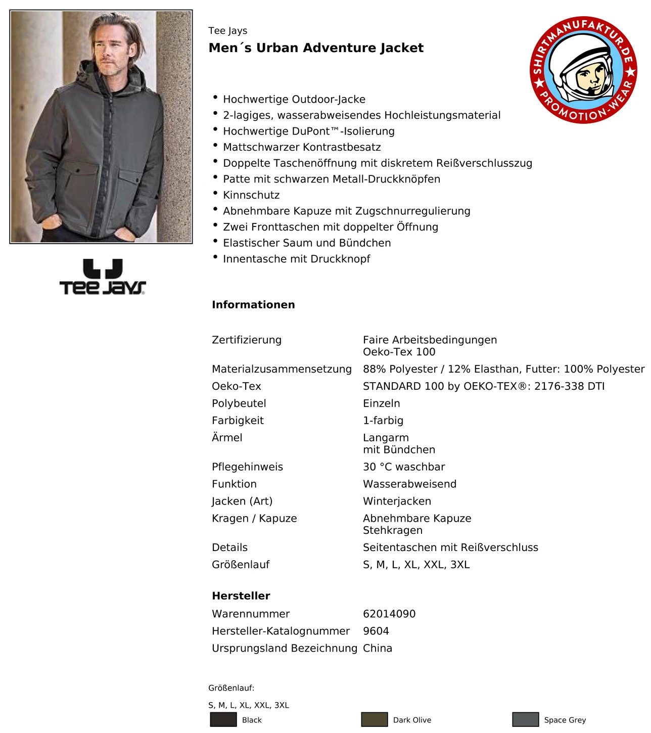 Tee Jays Mens Urban Adventure Jacket