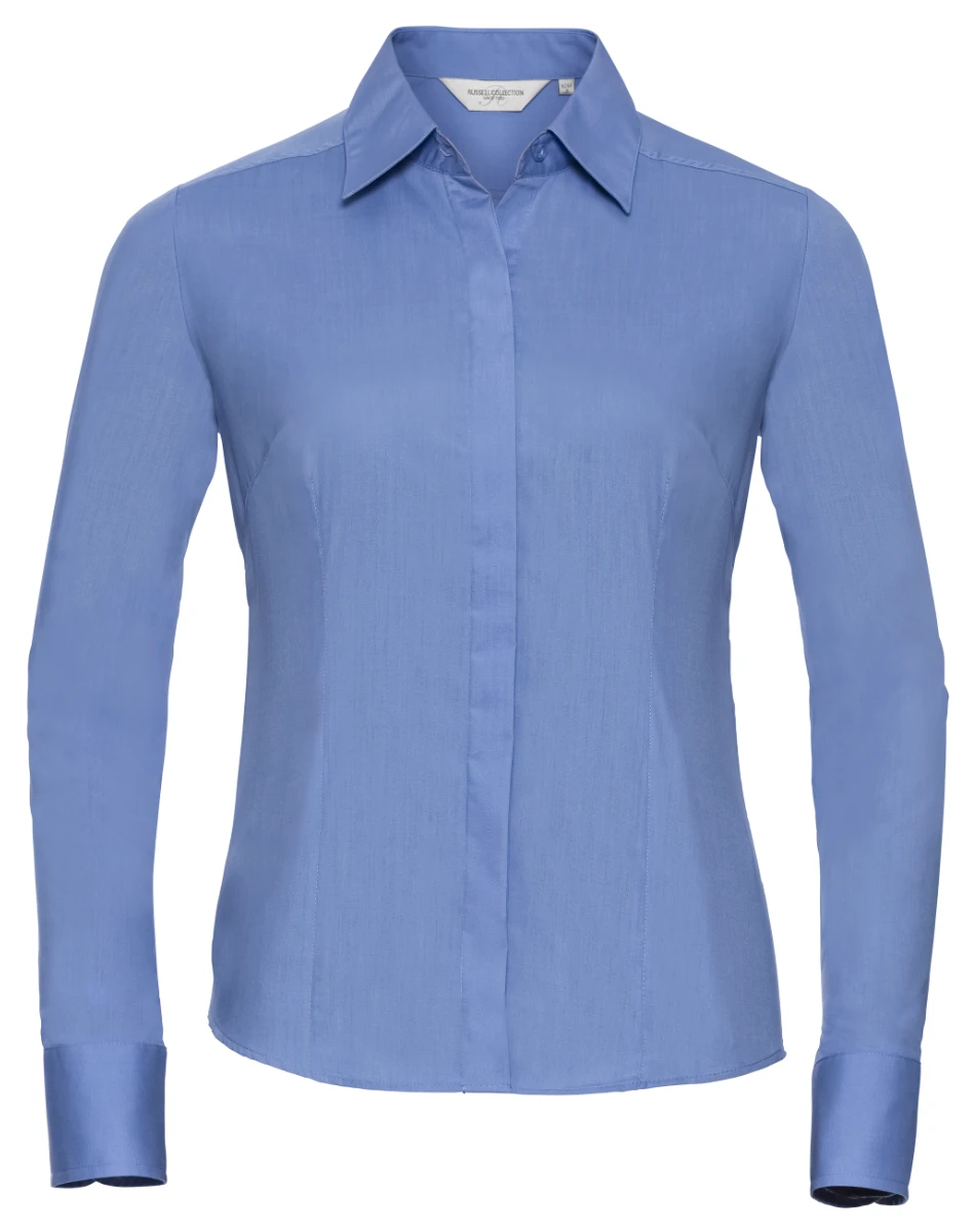 Russell Ladies Poly-Cotton Fitted Longsleeve Poplin Blouse