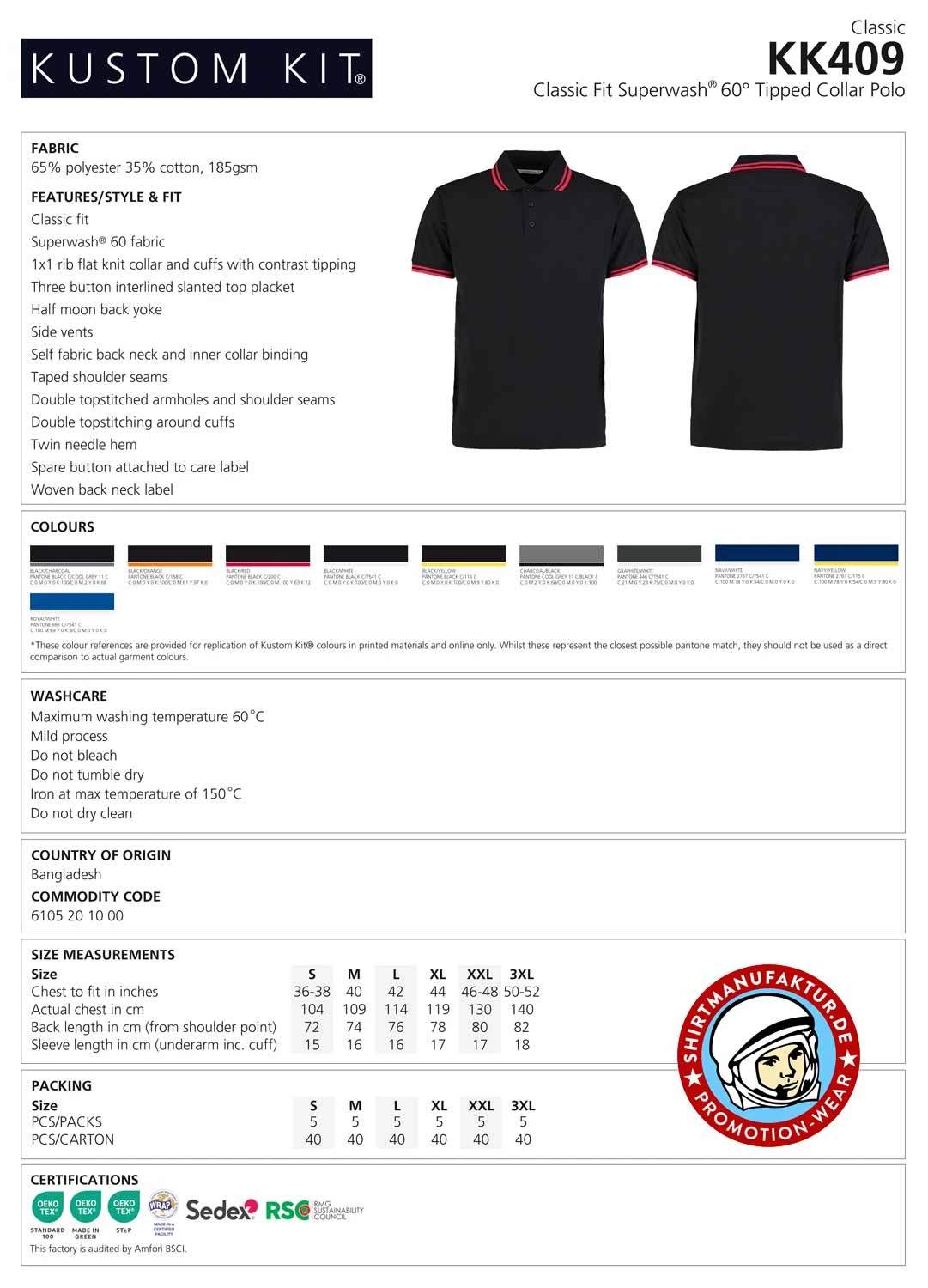 Kustom Kit Tipped Collar Polo