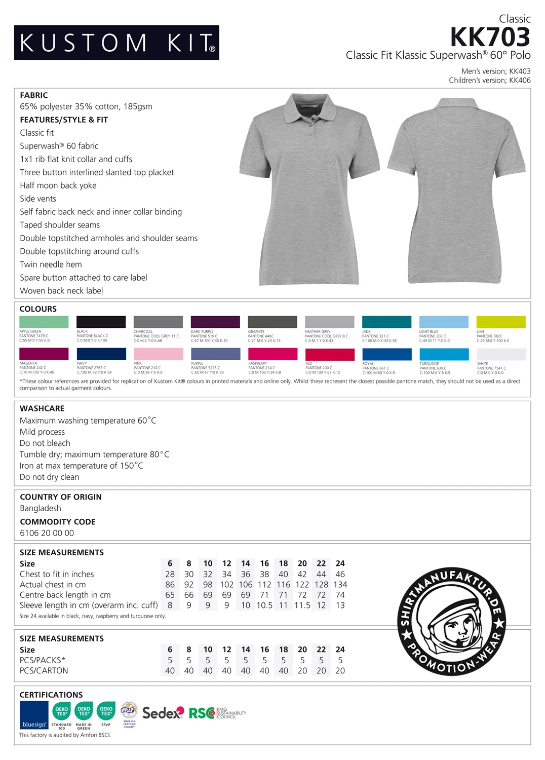 Kustom Kit Womens Klassic Polo Kustom Kit Womens Klassic Polo