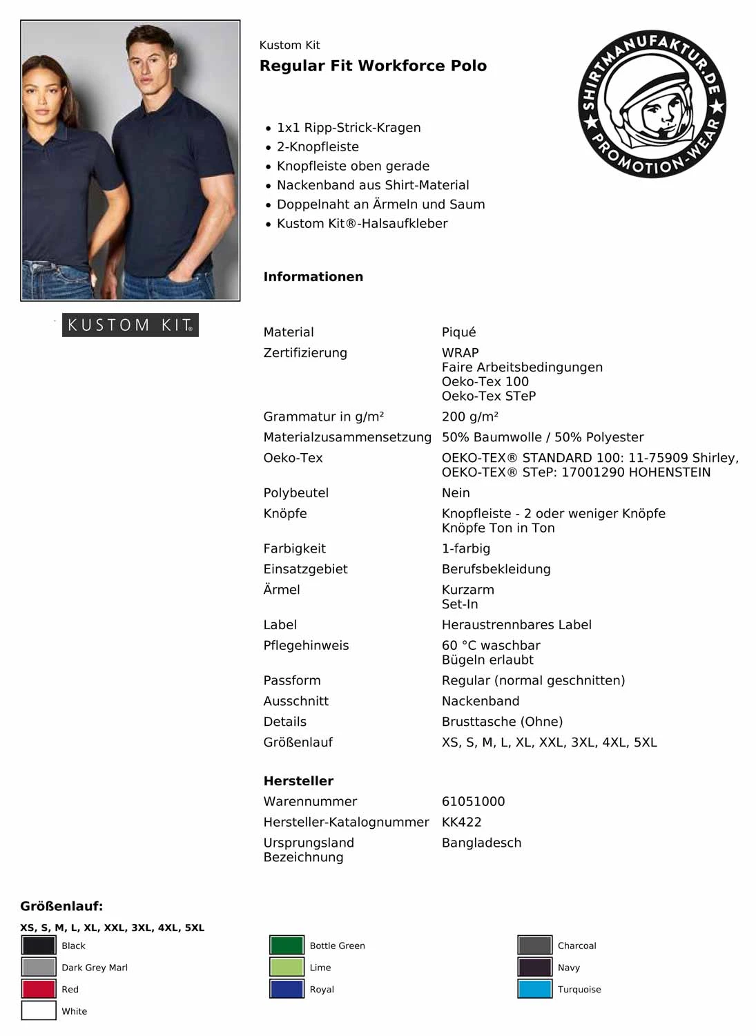 Kustom Kit Workforce Polo