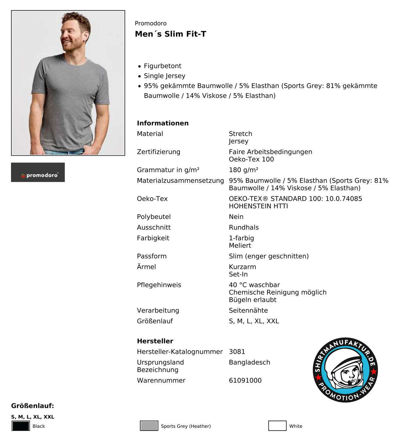 Promodoro Slim Fit-T