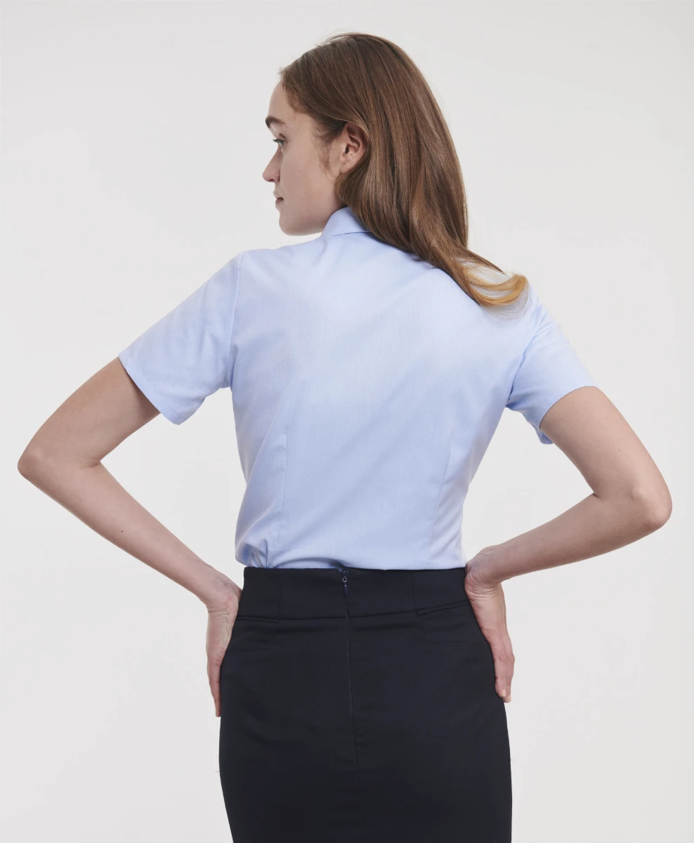 Russell Ladies Short Sleeve Tailored Herringbone Blouse