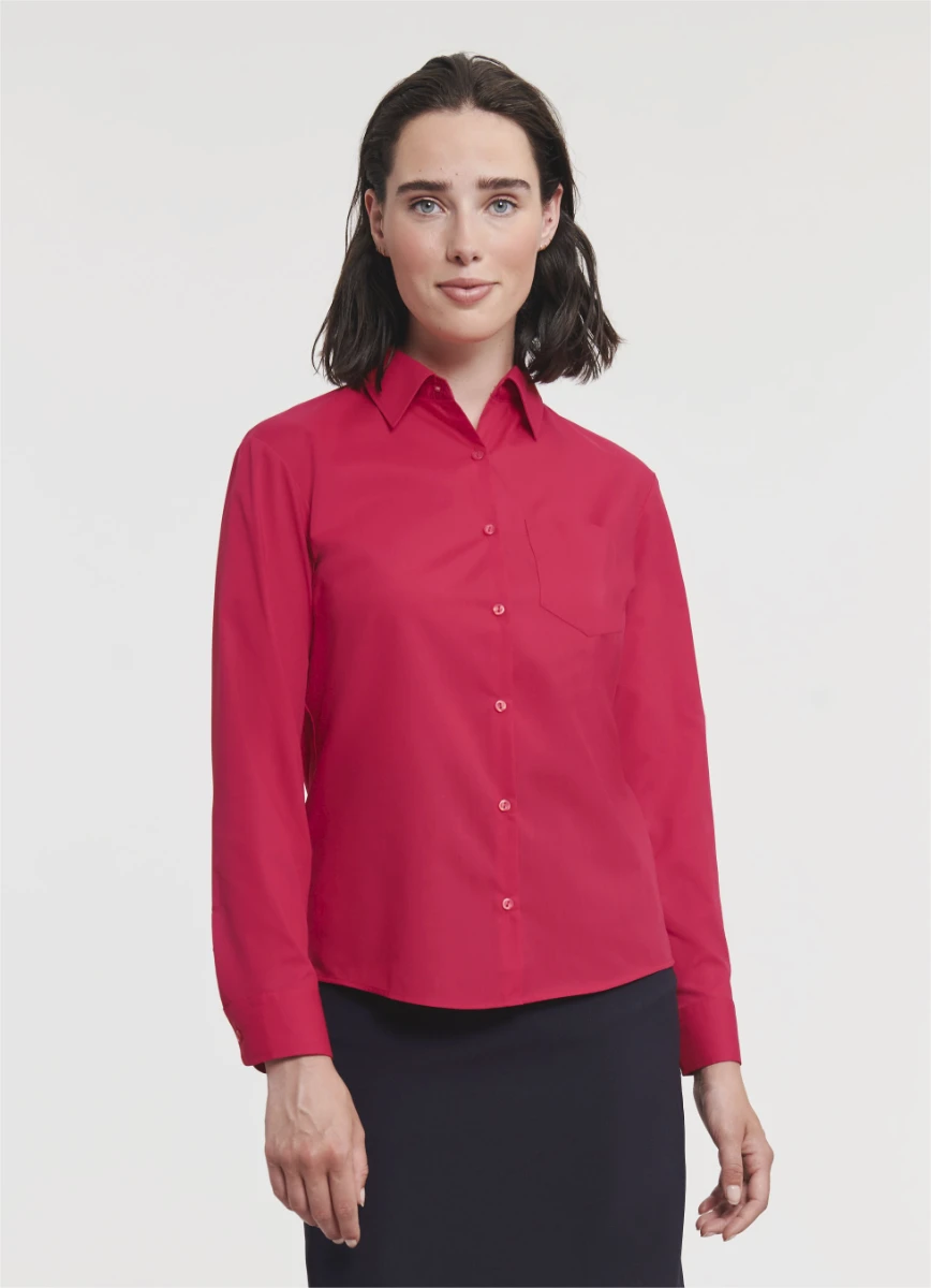 Russell Ladies Poly-Cotton Longsleeve Poplin Blouse