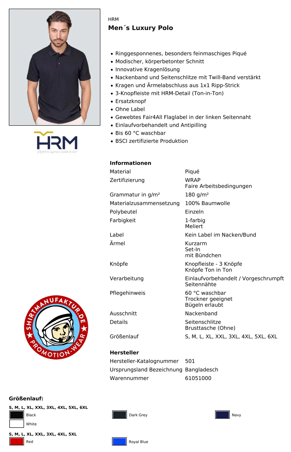 HRM Mens Luxury Polo
