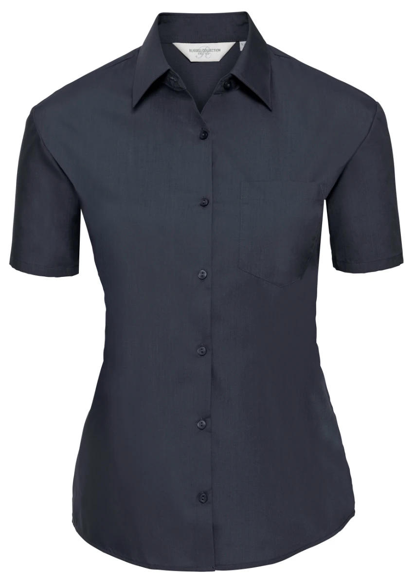Russell Ladies Short Sleeve Poly-Cotton Poplin Blouse