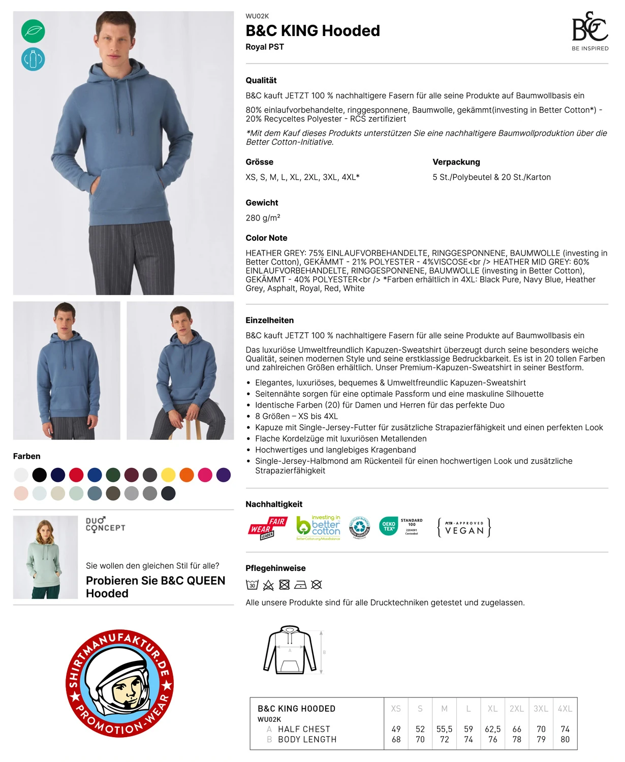B&C King Hooded Sweat