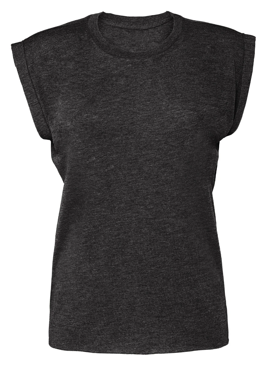 Bella Womens Flowy Muscle Tee With Rolled Cuff