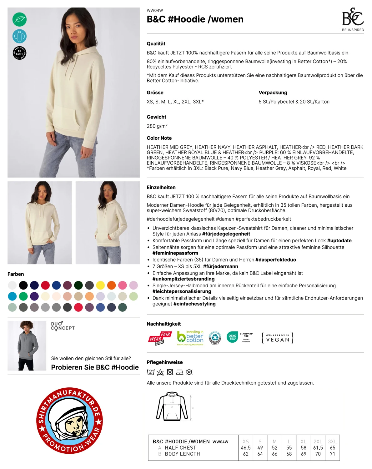 B&C Womens #Hoodie
