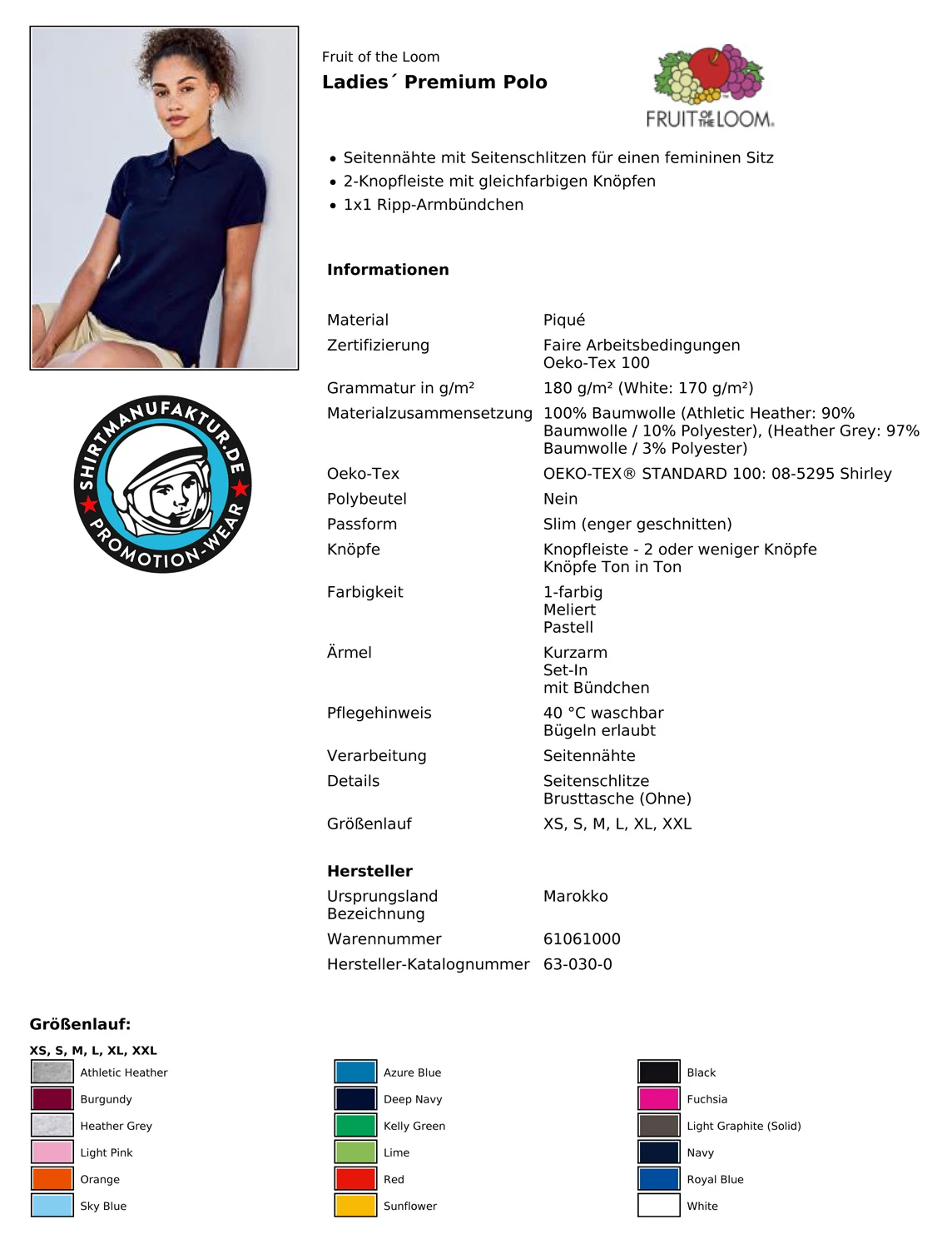 Fruit of the Loom Ladies Premium Polo