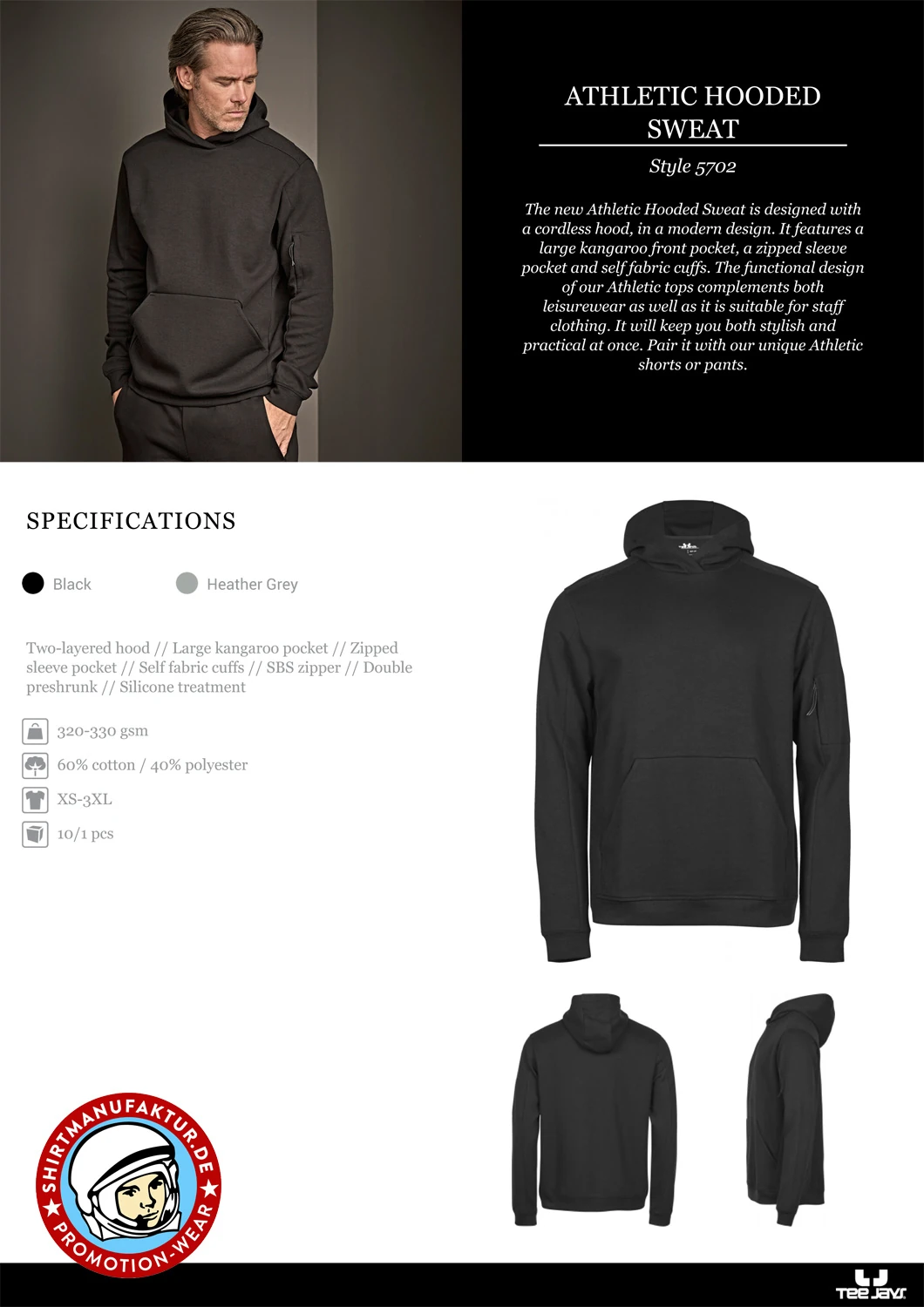 Tee Jays Athletic Hooded Sweat