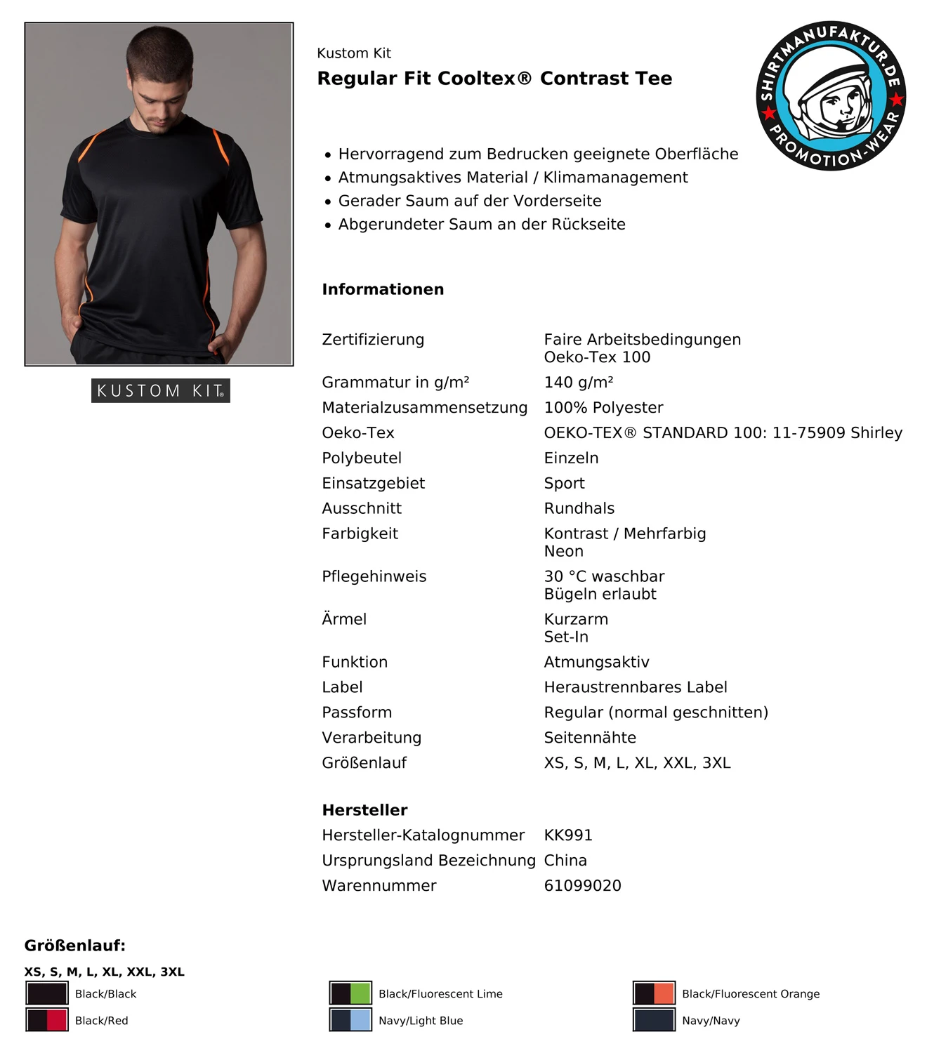 Kustom Kit Cooltex Contrast Tee