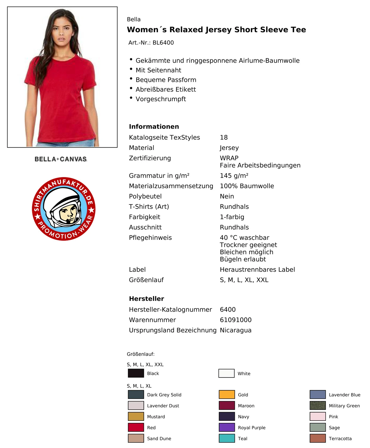 Bella Womens Relaxed Jersey Tee