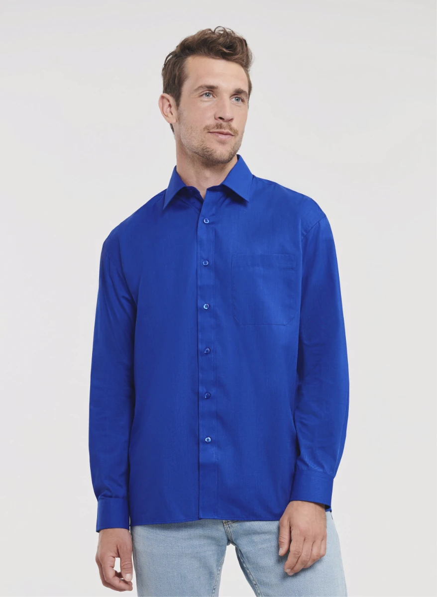 Russell Mens Poly-Cotton Longsleeve Poplin Shirt Russell Mens Poly-Cotton Longsleeve Poplin Shirt