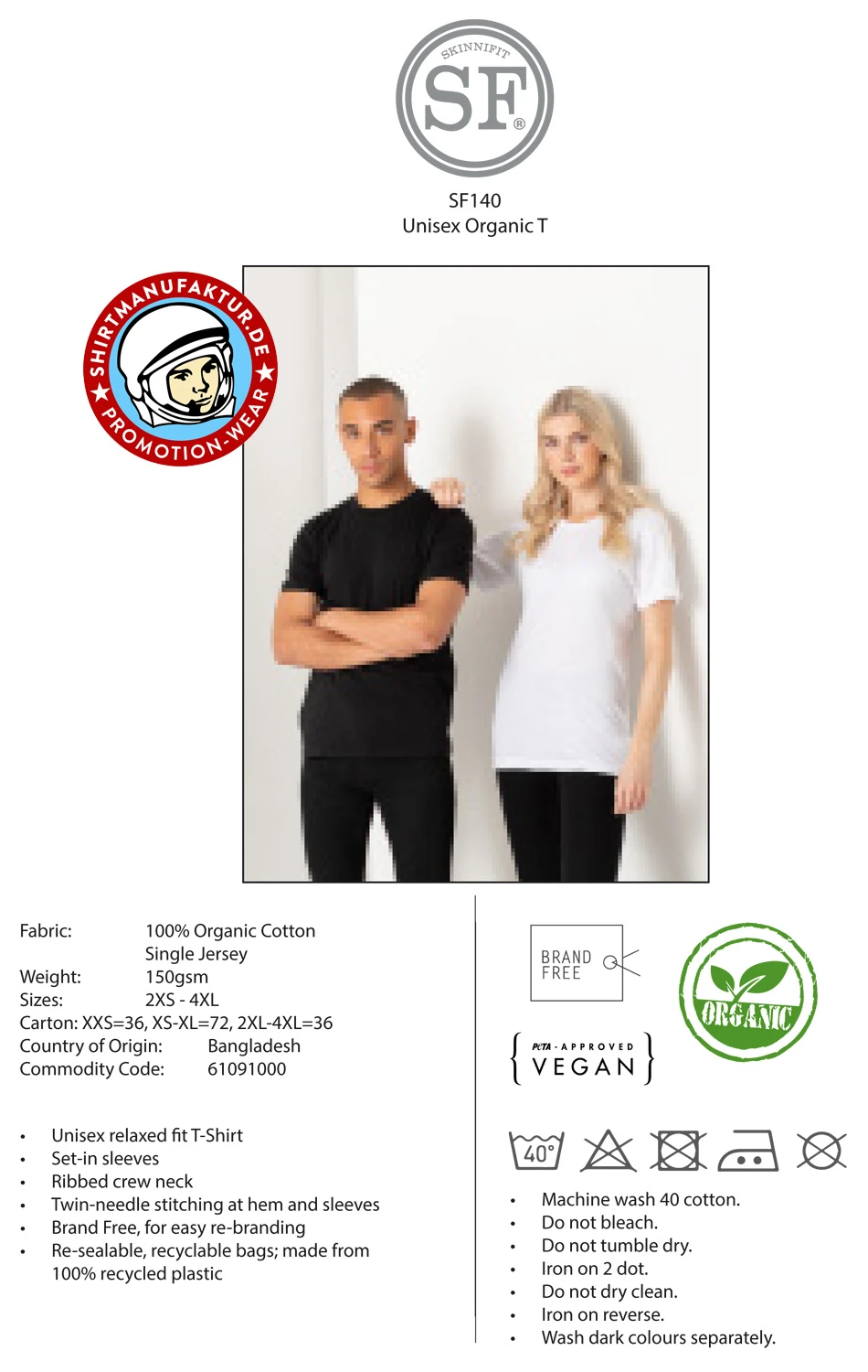 SkinniFit Unisex Organic T