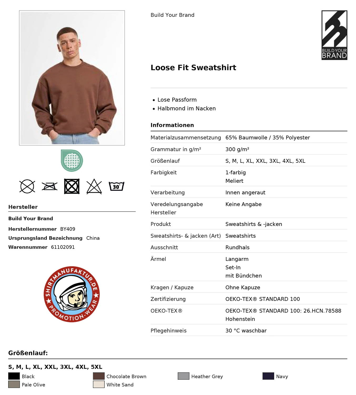 Build Your Brand Loose Fit Sweatshirt