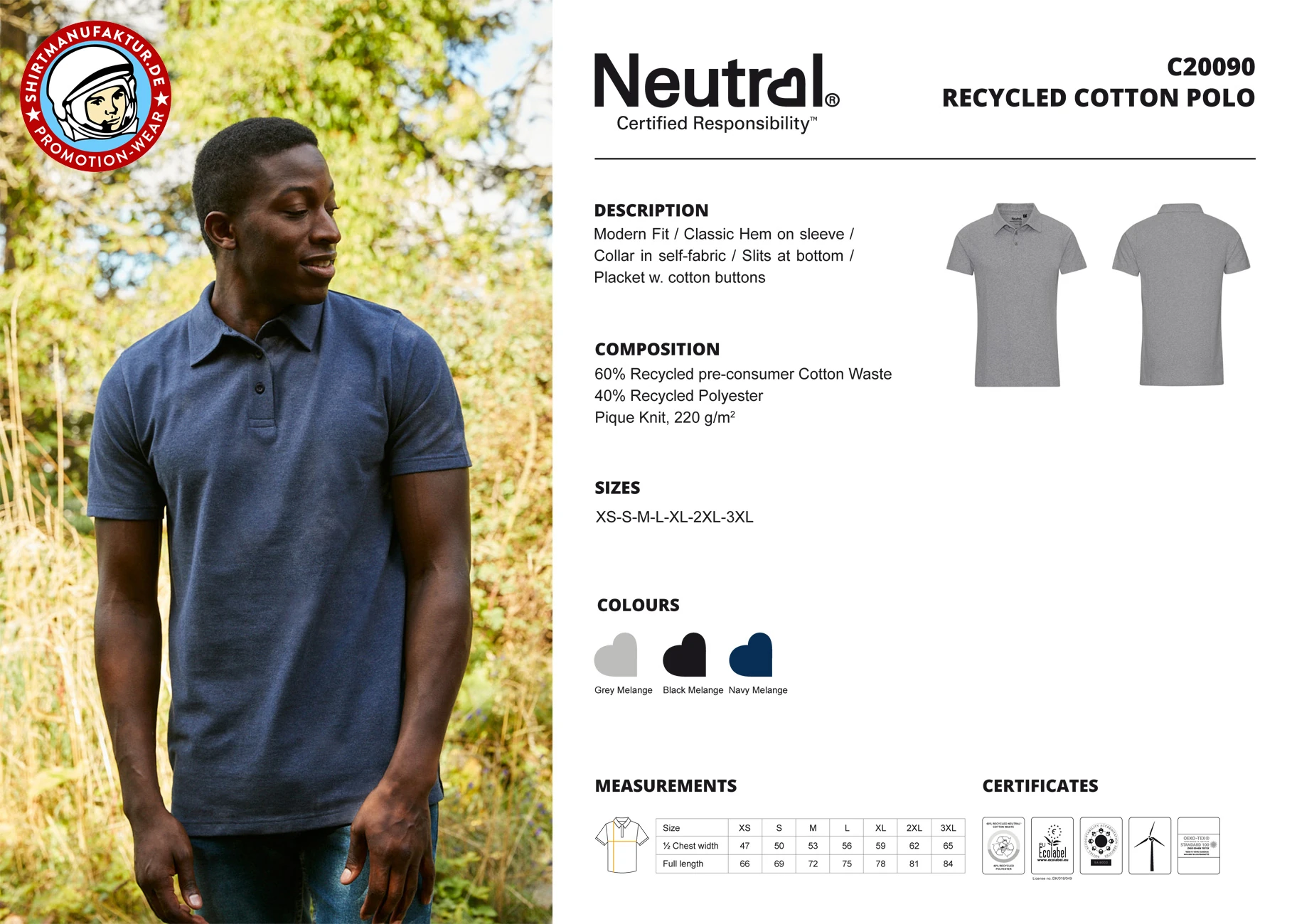Neutral Recycled Cotton Polo