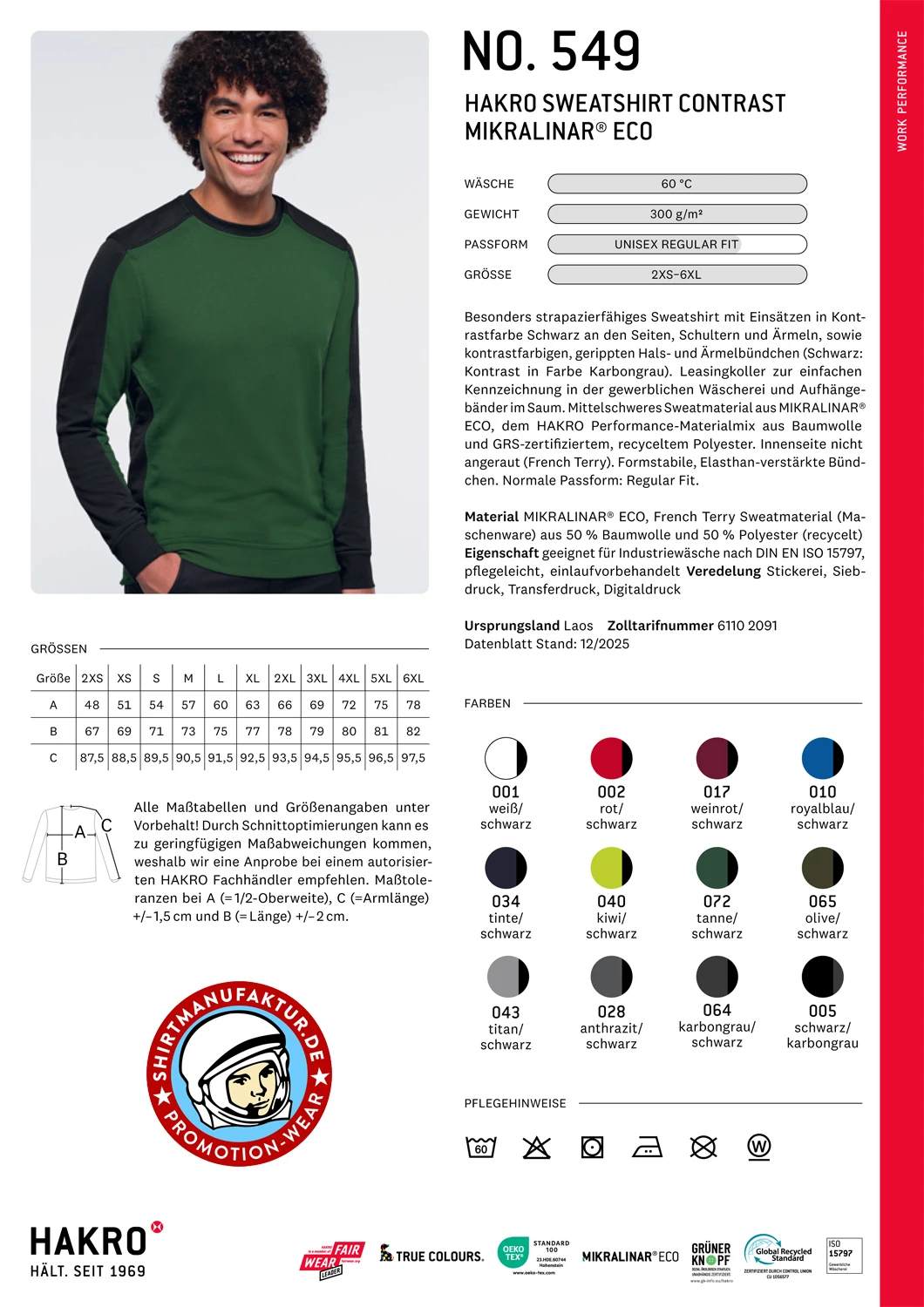 Hakro Sweatshirt Contrast Mikralinar Eco